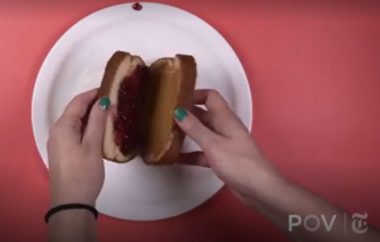 Image of a peanut butter and jelly sandwich from the film