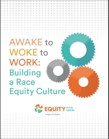 Cover of Awake to Woke to Work with a graphic showing three gears