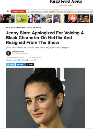 Screen shot of Buzz Feed site showing actor Jenny Slate