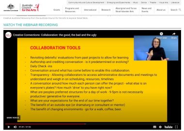 List of Collaboration Tools from the webinar