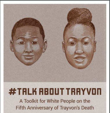 Cover of the toolkit with illustrations of Trayvon Martin and his mother