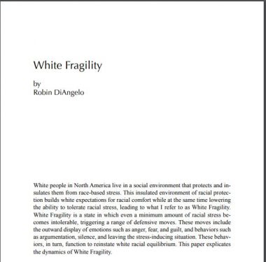 Title page of White Fragility article