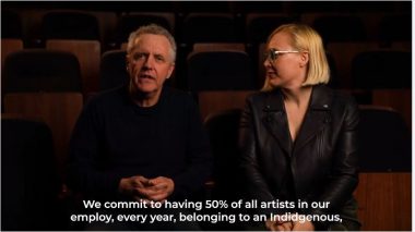 Still from the Facebook video of Darlinghurst Theatre Co committing to 50% cultural divesity