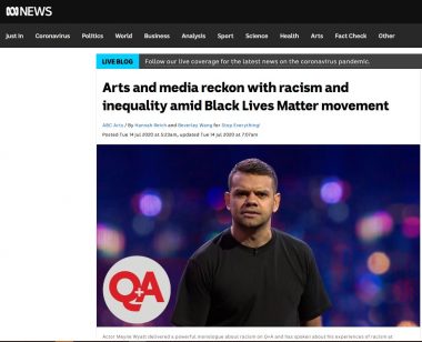 Screen shot of ABC Arts showing a photo of actor Meyne Wyatt