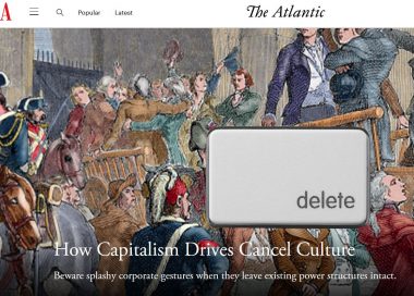 Screenshot of the Atlantic showing a 19th century painting of a brawl in parliament