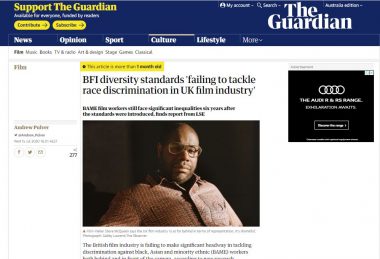 Screenshot of the Guardian article showing a photo of actor Steve McQueen