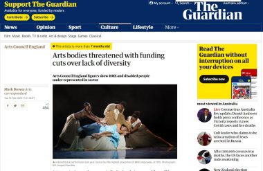 Screenshot of the Guardian article showing a Ballet Black performance