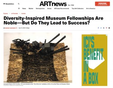 Screenshot of the ARTnews article showing an artwork on display at Perez Art Museum Miami