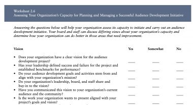 a screenshot of the worksheet from the wallace foundation book: increasing cultural participation