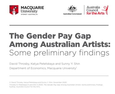 Screenshot of the report title page featuring logos of Macquarie University and Australia Council for the Arts