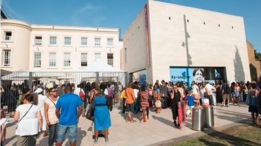 A photo of crowds outside of the Black Cultural Archives